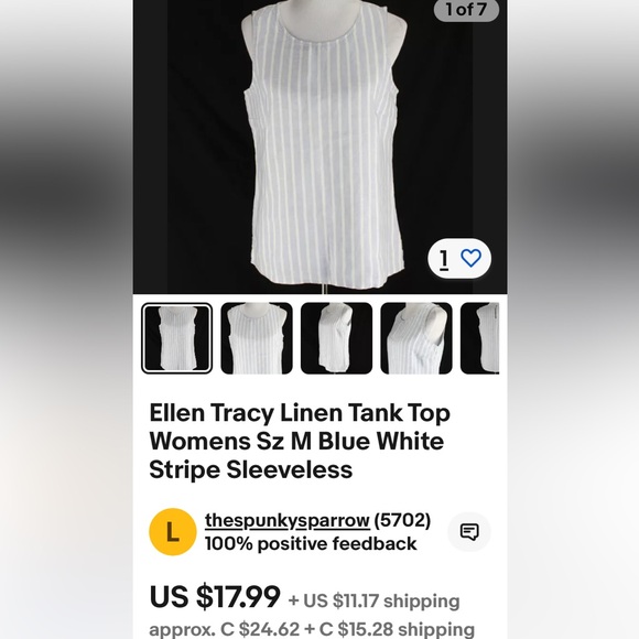 Ellen Tracy women’s 100% linen, stripes, sleeveless tank top! Summer vibes! Med. - Picture 16 of 17
